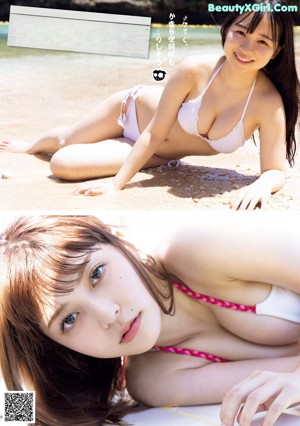 A group of three women in bikinis posing for a picture.