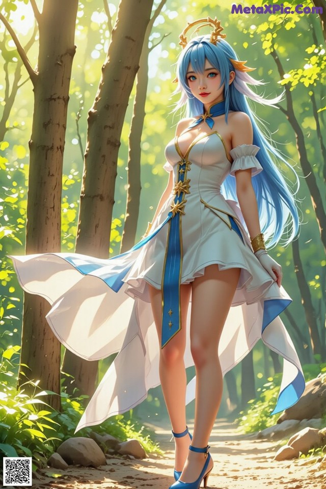 Hentai - Captivating Grace of the Cosmic Maiden Set.2 20250125 Part 11 No.7e0533 A woman in a white dress standing in the woods.