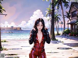 A woman in a white dress is sitting in the water.